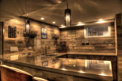 Inspiration for a rustic basement remodel in Chicago