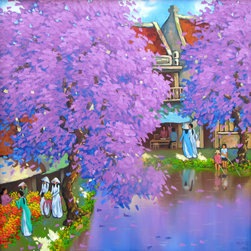 Purple Blossom in Autumn - Paintings