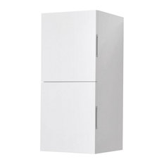 Bliss 12"W x 24"H Linen Side Cabinet, 2 Doors, Nature Wood Finish, High Gloss Wh
