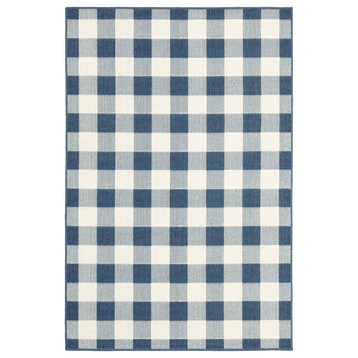 Madelina Gingham Check Indoor/Outdoor Area Rug, Blue, 8'6"x13'