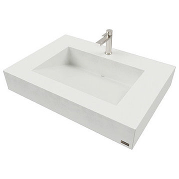 30" ADA Floating Concrete Ramp Sink, White Linen