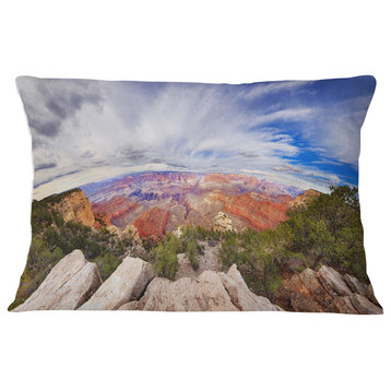 Eye Looking at the Grand Canyon Landscape Printed Throw Pillow, 12"x20"
