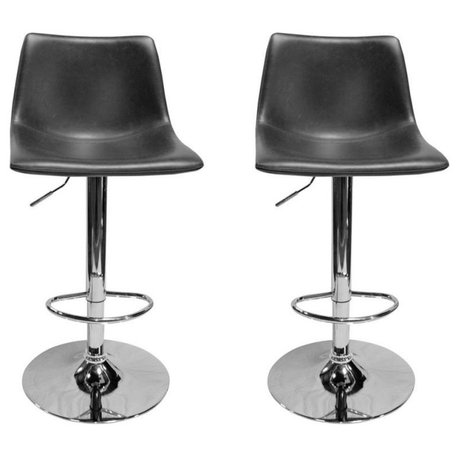 Best Master Jimmy Dean Faux Leather Adjustable Swivel Bar Stool Gray (Set of 2)