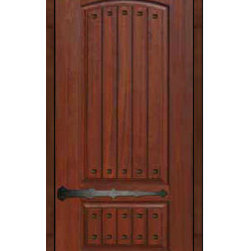 Entry Single Door 80 Fiberglass Rustic 2 Panel V-Grooved Solid - Front Doors