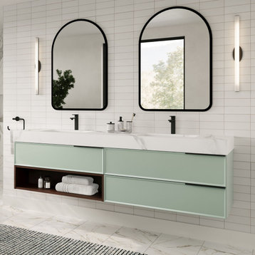 The Shia Bathroom Vanity, Green, 72", Double Sink, Wall Mount