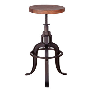 Blayne Rustic Farmhouse Adjustable Height Stool - Industrial - Bar ...