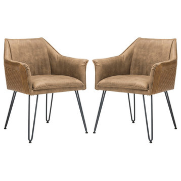 Safavieh Esme Brown Dining Chairs, Set of 2, Leather/Suede