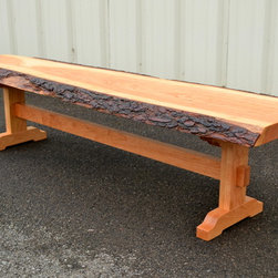 Live Edge Cherry Bench with Trestle Base - Dining Benches