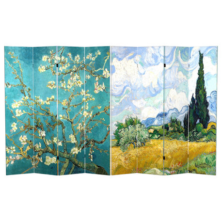 6' Tall Double Sided Works of Van Gogh Canvas Room Divider