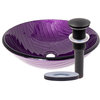 Viola Hand Painted Purple Glass Bathroom Vessel Sink with Drain, Oil Rubbed Bronze