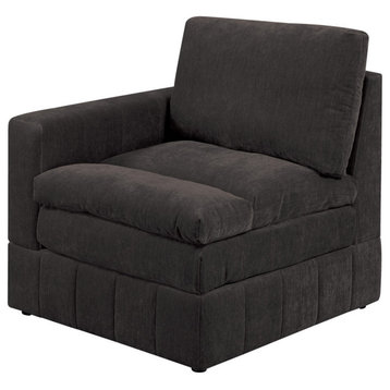 Luna 33" Modular 1 Arm Corner Chair, Triple Plush Cushion Seat Dark Gray