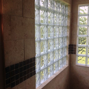Glass block shower windows for high privacy