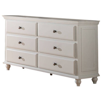 White Wood 6-Drawer Dresser