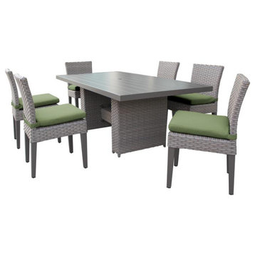 Florence Rectangular Outdoor Patio Dining Table With 6 Armless Chairs