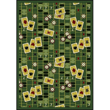 Games People Play, Gaming And Sports Area Rug, Feeling Lucky, Emerald