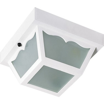 Nuvo 2-Light 10" Carport Flush Mount, Frosted Acrylic Panels, White, SF77-879