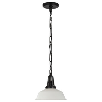 Layton 10" Pendant in Bronze with Matte White Shade
