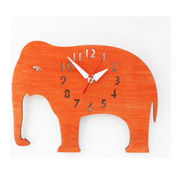 Orange Elephant Children's Wall Clock - Kids Clocks