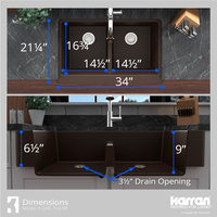Karran Retrofit Farmhouse Quartz 34" Double Bowl Sink, Brown