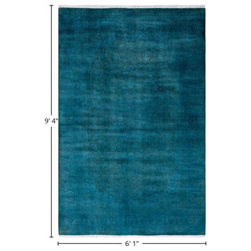 Fine Vibrance, One-of-a-Kind Hand-Knotted Area Rug Blue, 6' 1" x 9' 4"