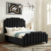 Inspired Home Zaida Bed, Velvet Upholstered, Black, Queen