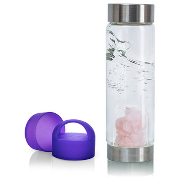Water Bottle, VitaJuwel ViA Gemwater Bottle, Purple Loop Caps, Love Old