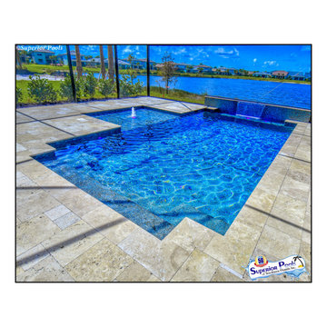 (Rennehan) FT MYERS FL Superior Pools Swimming Pool With Raised Wall & Waterfall