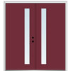 64"x80" 1-Lite Clear LH-Inswing Painted Fiberglass Double Door, 6-9/16" Frame