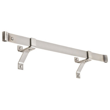 Handcrafted 36" Rolled End Bar, 4" Wall Brackets & 6 Hooks, Stainless Steel