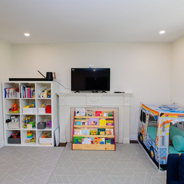 Children’s Reading and Play Area Beside the Living-Room TV | Etobicoke