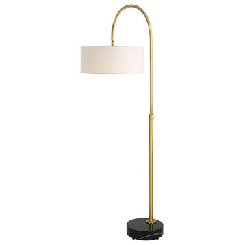 Elegant Classic Brass Metal Arch Arm Floor Lamp 69 in Adjustable Shade Gold