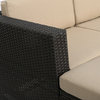 GDF Studio 5-Piece Lorita Outdoor Dark Wicker Sectional Sofa With Beige Cushions