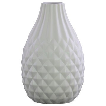 Urban Trends Ceramic Round Pear Shaped Vase With White Finish