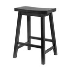 Winsome Satori 24" Transitional Solid Wood Counter Saddle Seat Bar Stool - Black