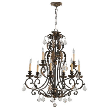 Quorum Rio Salado 9-Light Chandelier, Toasted Sienna With Mystic Silver