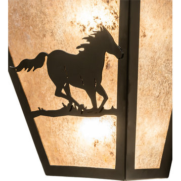 13 Wide Running Horses Wall Sconce