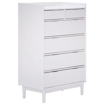 30" Solid Wood 6-Drawer Chest with Gallery - White