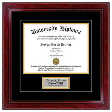 Personalized Single Diploma Frame with Double Matting, Sport Cherry, 8.5"x11"
