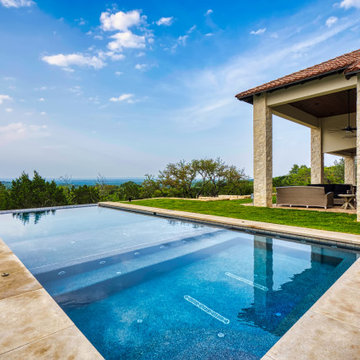 Linear Pool with Faux Negative Edge and Flush Over-sized Spa