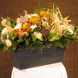 Floral Design, White Hydrangia, Yellow Artichoke, Salal - Decorative Accents