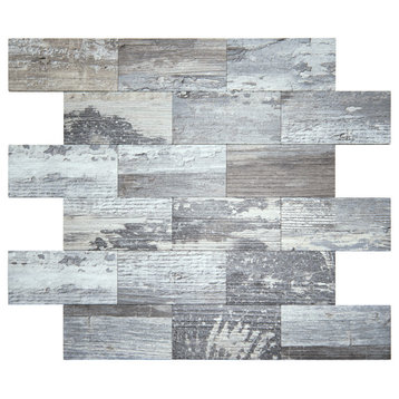 Peel and Stick Backsplash Aluminum Composite Tile 12"x12" Distressed Wood Panel, A16511