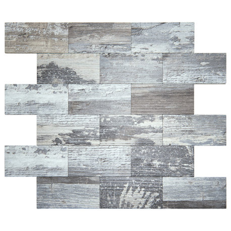 Peel and Stick Backsplash Aluminum Composite Tile 12"x12" Distressed Wood Panel, A16511