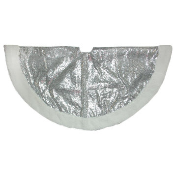 47.2" Winter's Beauty Sparkling Silver and White Christmas Tree Skirt