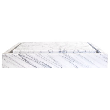 Eden Bath EB_S006CW-P Rectangular Infinity Pool Sink - White Carrara Marble