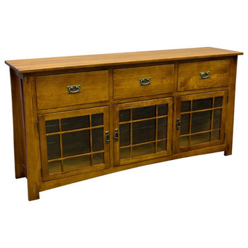 Crafters and Weavers Arts and Crafts Solid Wood Sideboard in Oak