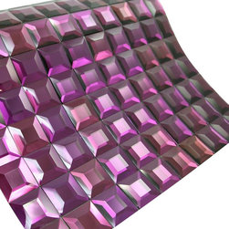 Glossy Purple 3D Modern Square Glass Mosaic Tiles - Home Accessories & Decor