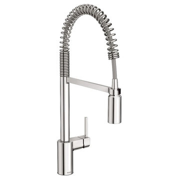 Chrome 1-Handle Pre-Rinse Spring Pulldown Kitchen Faucet