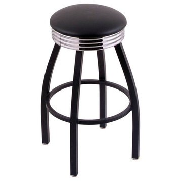 Classic Series 25" Counter Stool With Wrinkle Finish, Accent Ring, Vinyl Seat