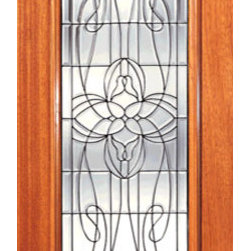 Full Lite, Decorative Floral Beveled Glass Front Single Door - Front Doors