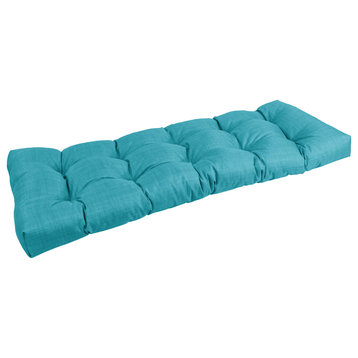 51"x19" Tufted Solid Outdoor Spun Polyester Loveseat Cushion Blue